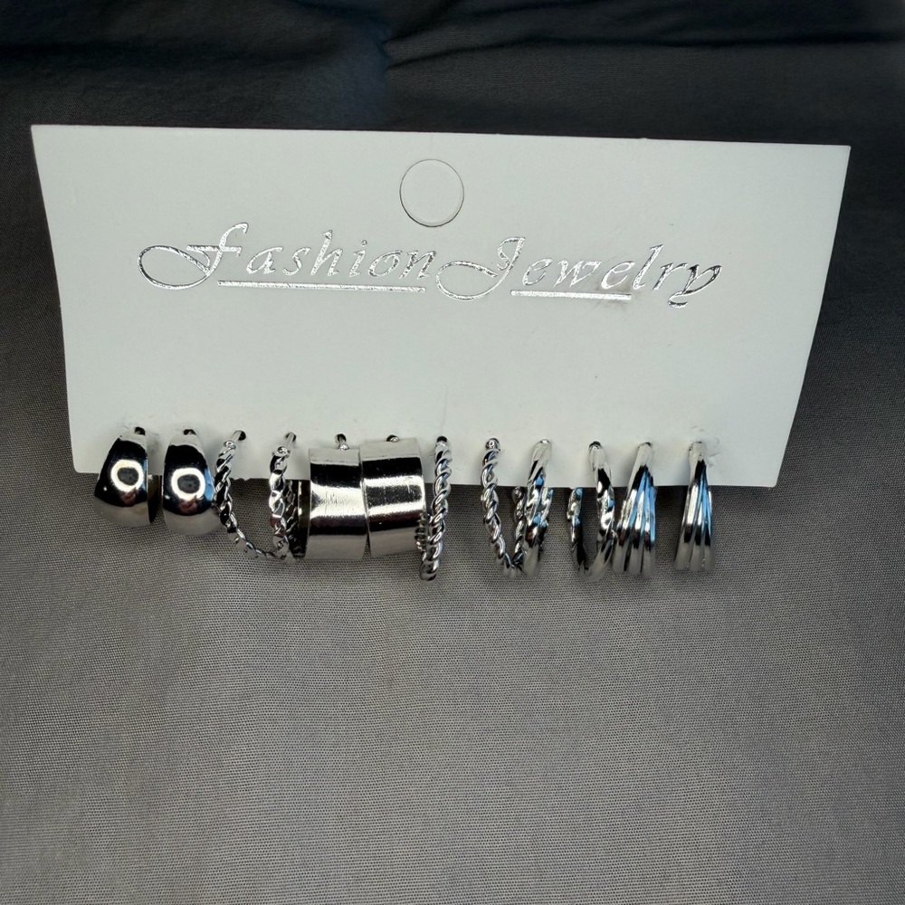 Fashion Jewelry Silver Hoop‎ Earring Set
